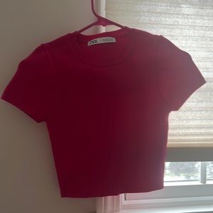Zara hot pink knit short sleeve